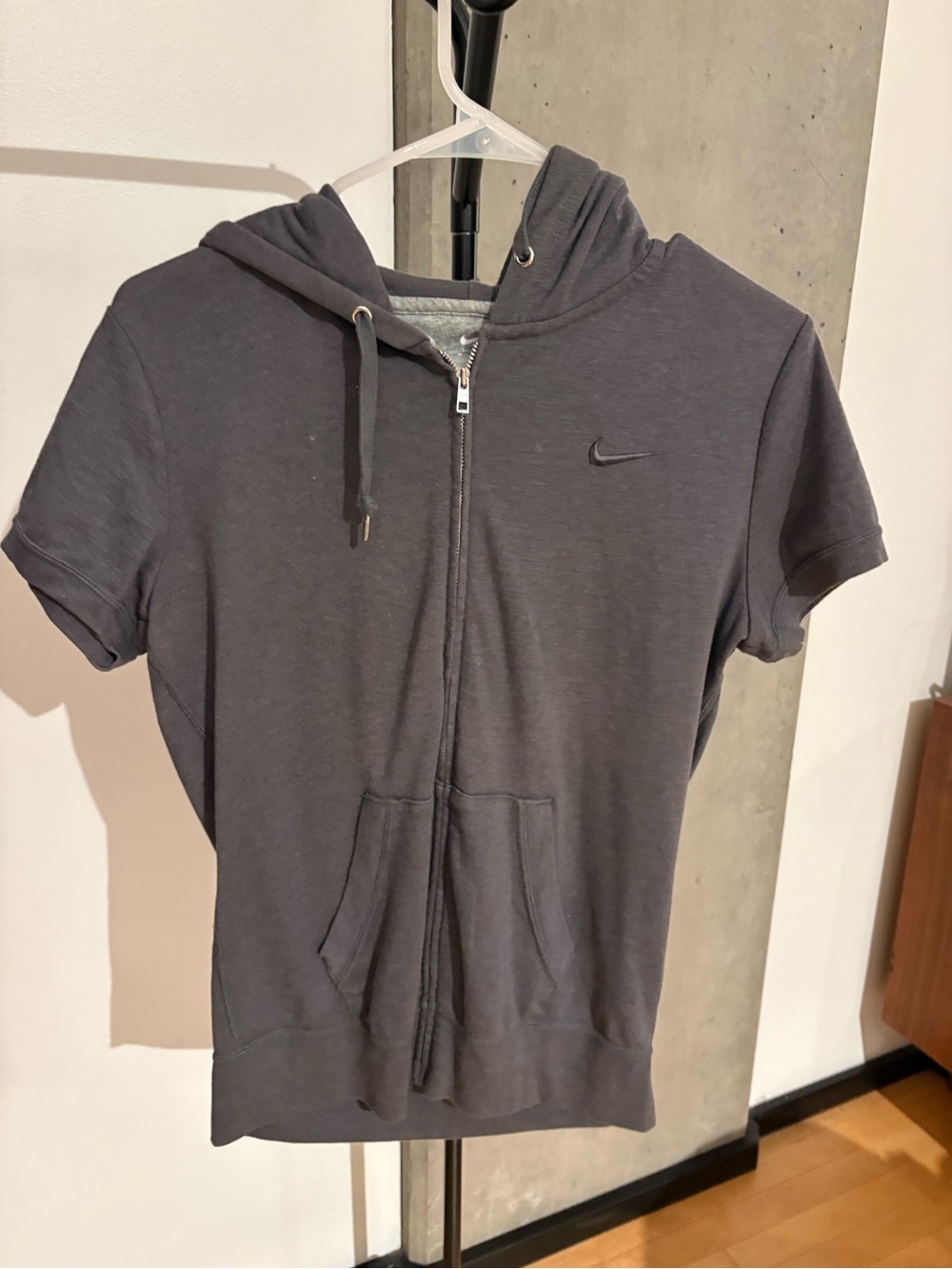 Nike Short Sleeve Zip Hoodie - Charcoal